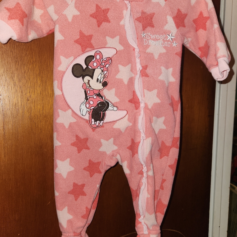Disney Pink Starry Kids footed One Piece with Minnie Mouse